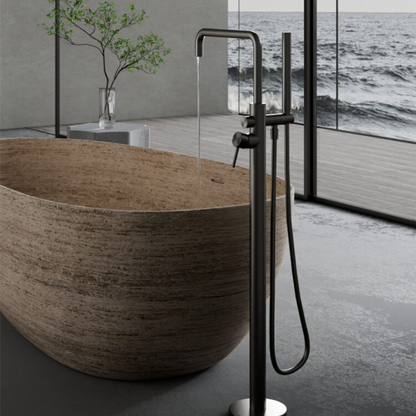 Vrijstaande badmengkraan Capri - Staafhanddouche - Brushed nickel