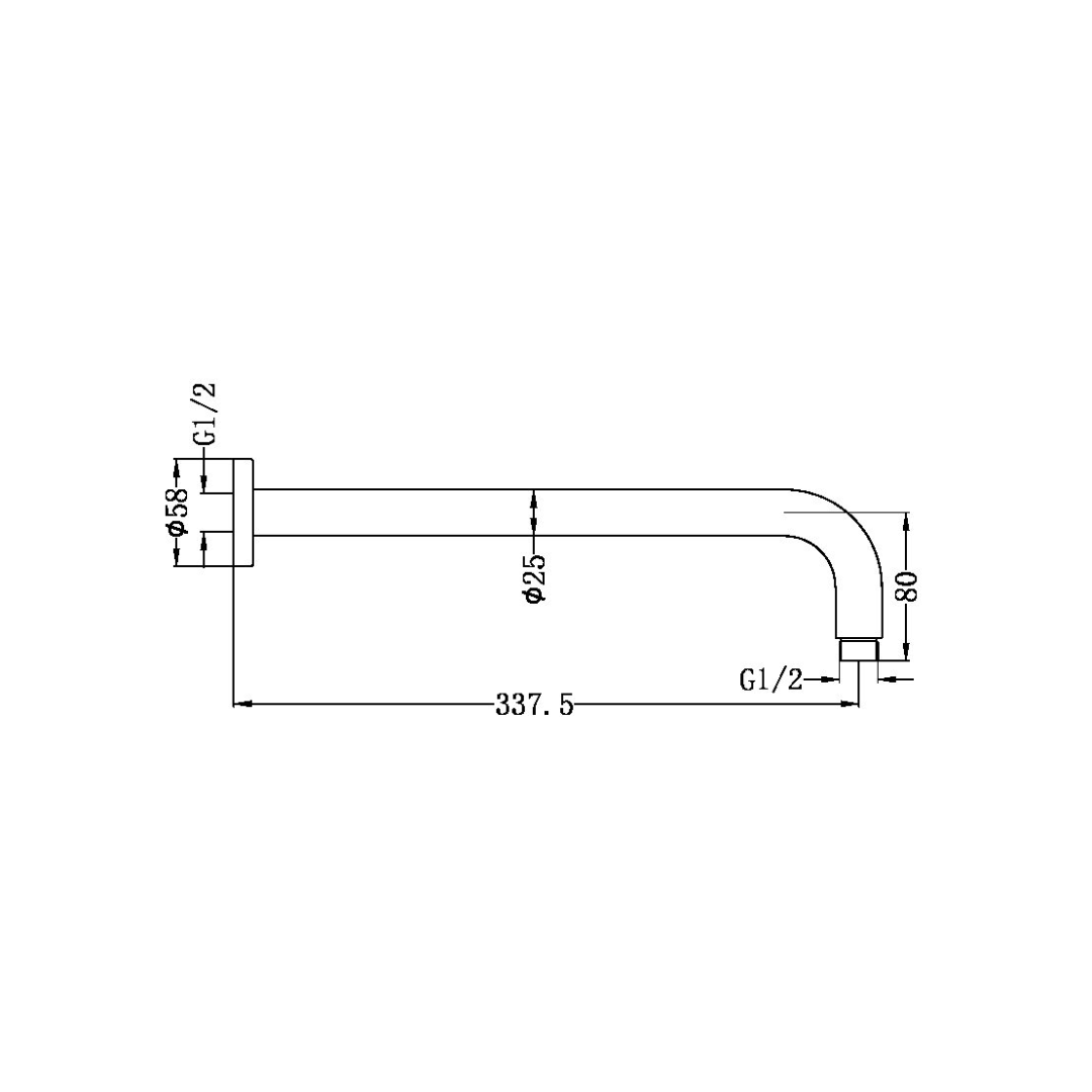 Gebogen wandarm Valencia - Graphite - 337,5 mm